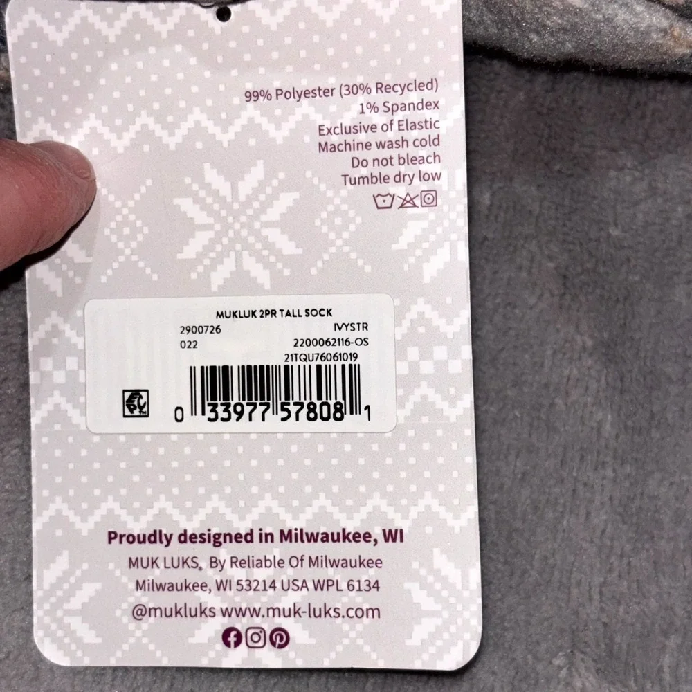 Muk Luks Cozy Up Your Mid Calf Tall Boot Socks Women OS (6-11) Beige 2 Pair Pack